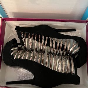 Black Heels with Silver Straps
